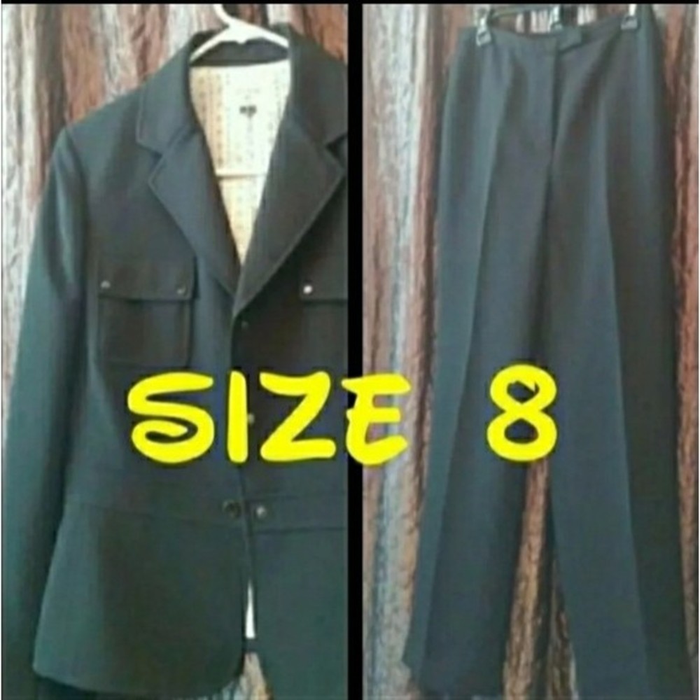 BLACK PANT SUIT TAILORED BLAZER SIZE 8 WOMENS 8